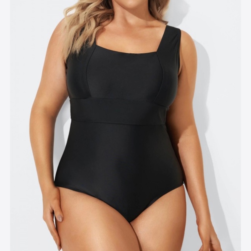 NWT Black Square Neckline Swimsuit